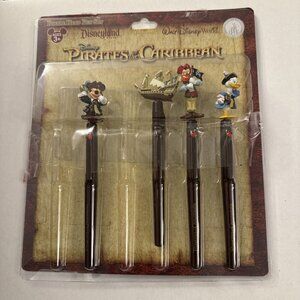Disney World Set 4 Bobble Head Pens Mickey Donald Pirates Of The Caribbean J12